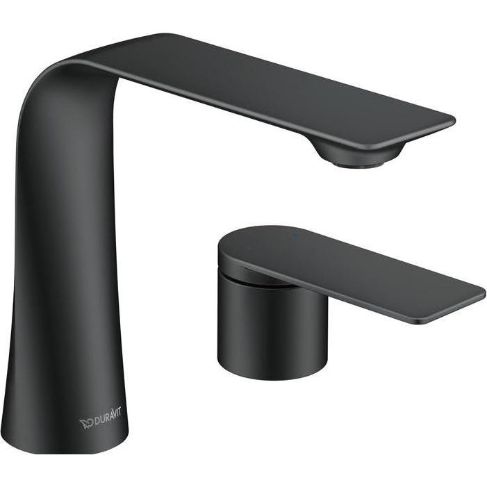 Duravit, Badarmatur, 2-Loch-Waschtischbatterie D.1 M o Zugstangen-Ablaufgarnitur schwarz matt