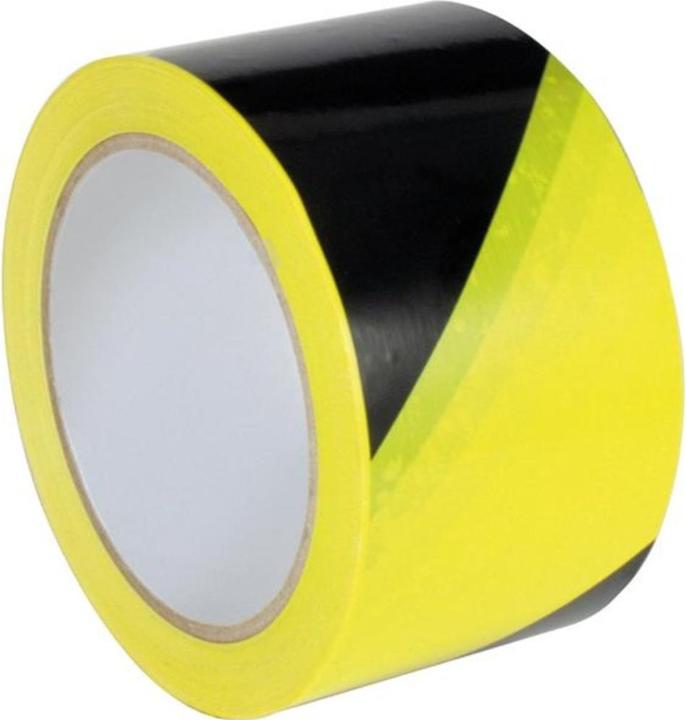 IKS Ruban de signalisation en PVC autocollant, 66 m x 60 mm, jaune/noir (60 mm)