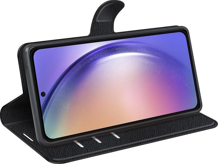 Produktbild Apfelkiste Samsung Galaxy A55 Leder Flip Cover Litchi Look, Schwarz (Samsung Galaxy A55)