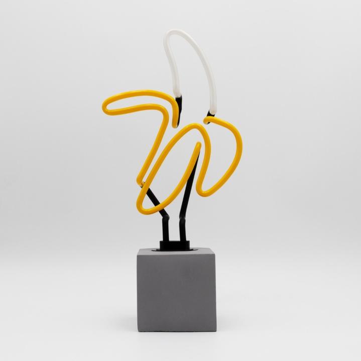 Actual product image Locomocean Glass Neon Table Lamp with Concrete Base - Banana