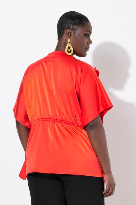 Produktbild Ulla Popken Shirtbluse, oversized, Wasserfall-Ausschnitt, Halbarm (58)