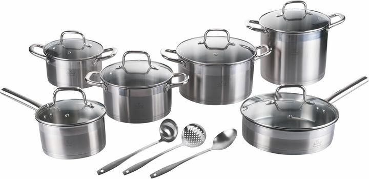Produktbild Galileo SiChef 15Piece Cookware Set Stainless Steel 180 Induction Stainless Steel (Bratpfanne, Kochtopf, Edelstahl, 16 x 8.50 cm)