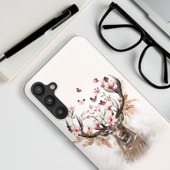 Actual product image DeinDesign Silikon Hülle für Samsung Galaxy A34 5G Handyhülle Case Smartphone Schutzhülle Blumen Hirsch Tiere (Samsung Galaxy A34 5G)