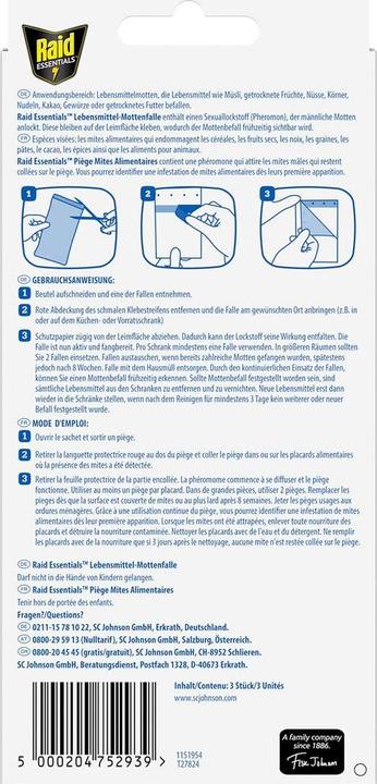 Actual product image Raid Essentials Food Moth Trap for Infestation Control