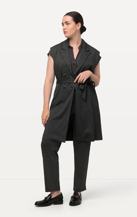 Image du produit Ulla Popken Gilet à rayures, col à revers, deux rangées de boutons (46)