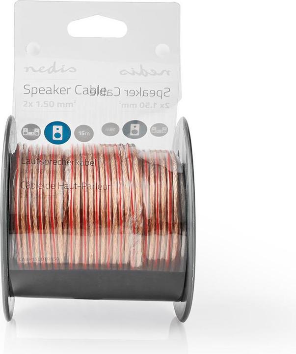 Productafbeelding Nedis Luidsprekerkabel - Rol - 15 M - 2X 1,50 mm2 - Transparant (15 m, 2 mm²)