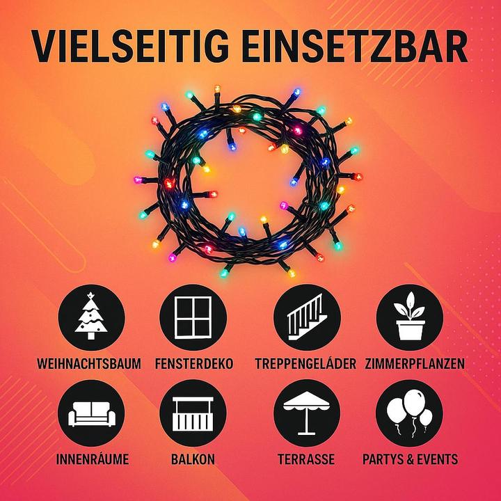 Actual product image Champ Snake LED-Lichterkette – 200 mehrfarbige LEDs (4 m)