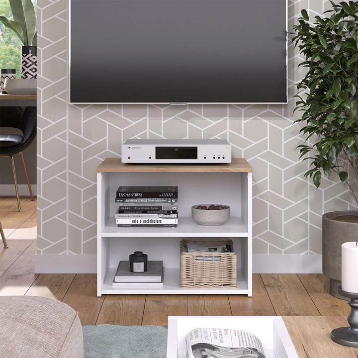 Actual product image Vicco Lowboard Wido, Weiss/Sonoma, 60 x 50 cm mit 2 Fächern (60 x 50 x 40 cm)