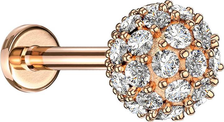 Immagine prodotto Star Piercing Micro labret filo interno oro rosa multi sfera di cristallo (Acciaio chirurgico 316L, Ottone)