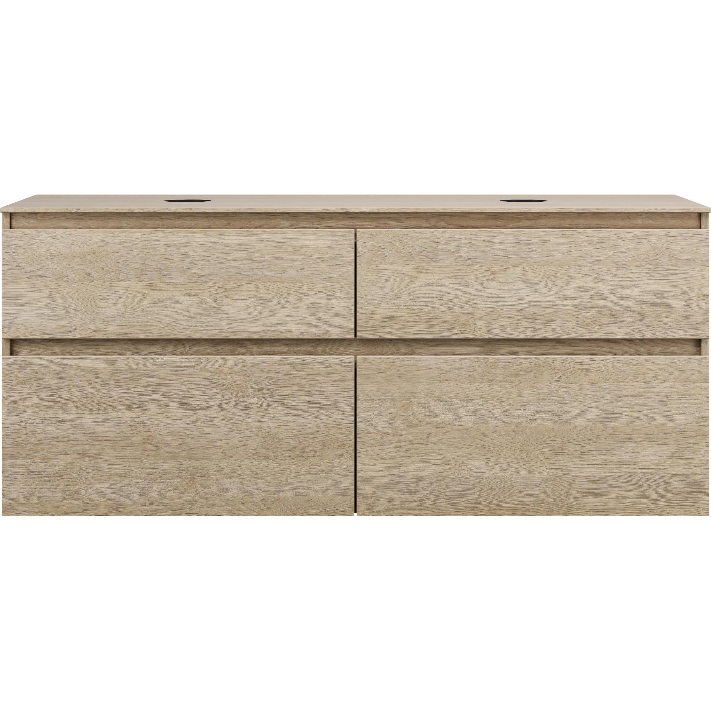 burgbad, Waschtischkonsole, Lin20 Waschtischunterschrank inklusive Konsolenplatte, 2 Beckenausschnitte, 4 Auszüge, Tief