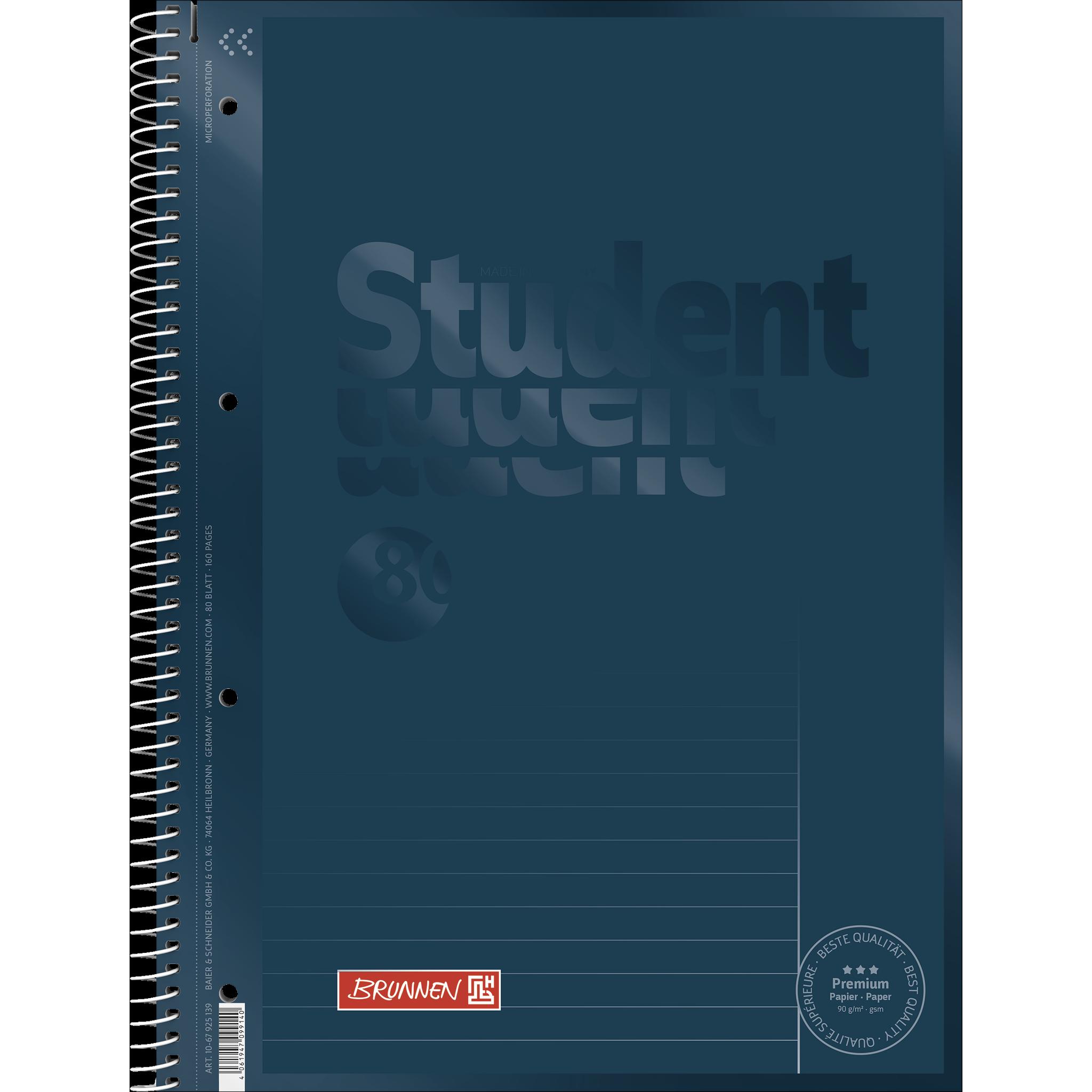 Brunnen, Heft + Block, Collegeblock Premium Student Colour Code A4, Lineatur 25, 80 Blatt, denim (A4, Liniert)