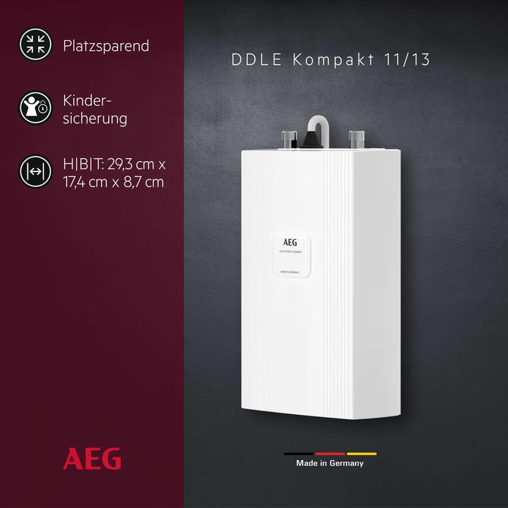 Produktbild AEG Haustechnik DDLE Kompakt 11/13 kW Kompakt Durchlauferhitzer für die Küche, 400 V, Untertisch, VDE geprüft
