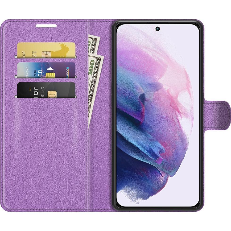 Thumbnail - Cover-Discount Galaxy S22 - Leder Etui Hülle violett (Samsung Galaxy S22), Smartphone Hülle, Violett