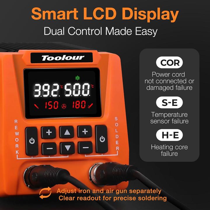Immagine prodotto Toolour Lötstation mit Heissluftgebläse & Lötkolben
