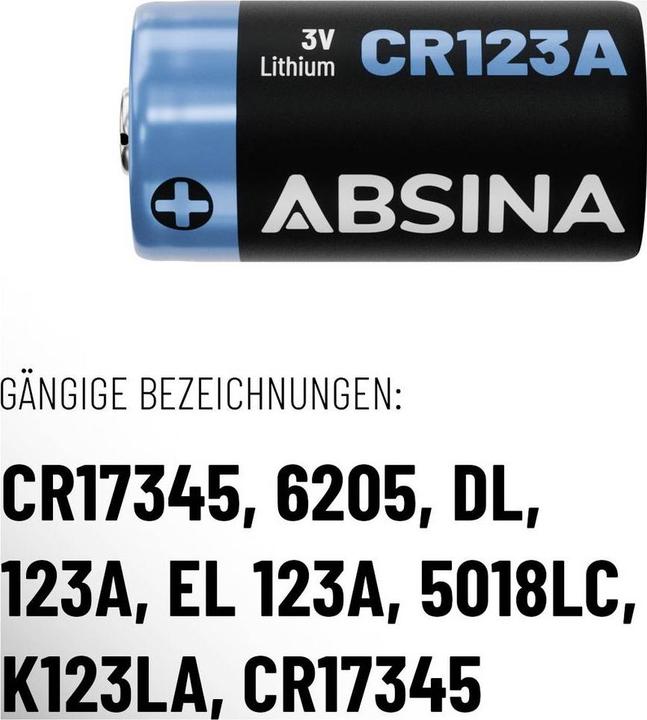 Productafbeelding Absina CR123A 4 stuks (4 Pcs., RCR123A, 1300 mAh)