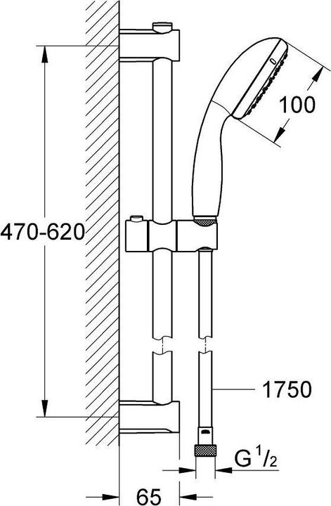 Immagine prodotto Grohe Set di piatti doccia Vitalio Start 100 QuickFIx, piatto doccia da 600 mm, a risparmio energetico (2 Tipi di raggi)