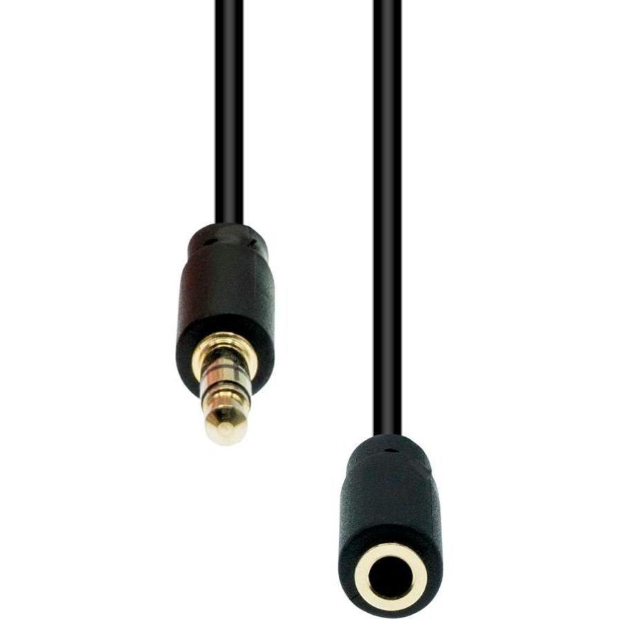 ProXtend Mini-Jack 4-Pin Slim Extension Cable Black 5M (5 m), Audio Kabel
