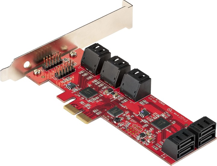 Actual product image StarTech com Carte PCI Express SATA 10 ports - Carte Contrôleur PCIe SATA - 6Gbps - ASM1166 Non-Raid