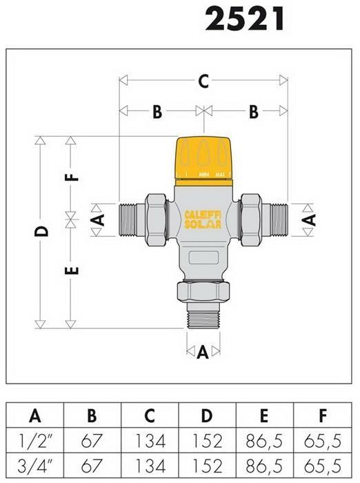 Immagine prodotto Caleffi Valvola miscelatrice termostatica solare f Temperature di ingresso b 100 gradiC 3/4Zo