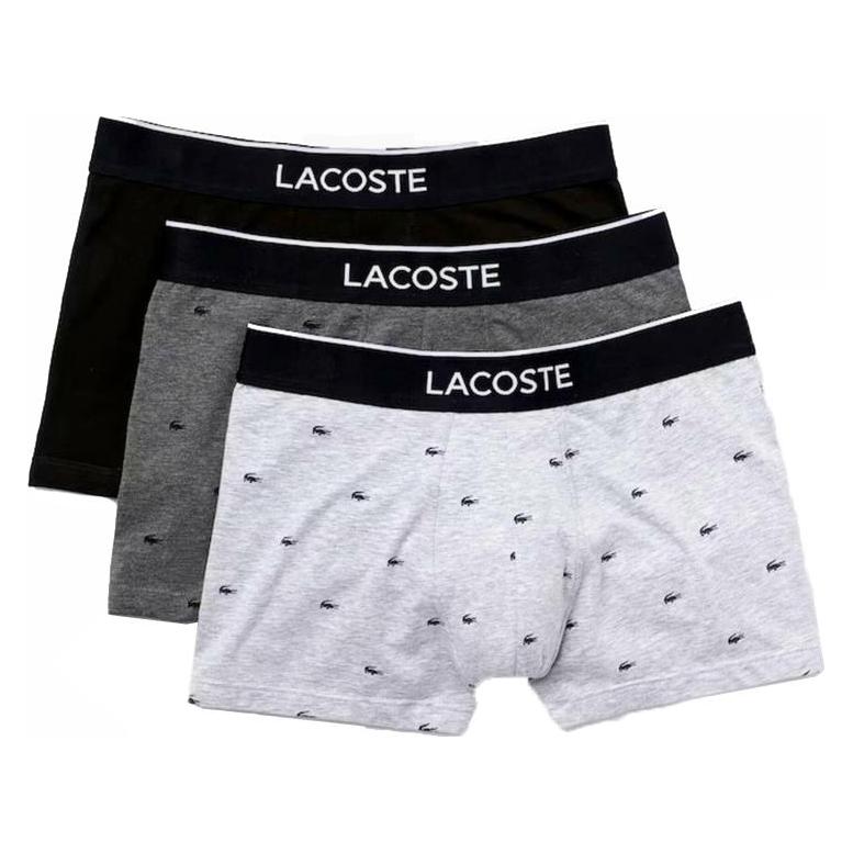 Lacoste, Herren, Unterhosen, Boxershorts, Grau, Schwarz, (Xl, 3er Pack)