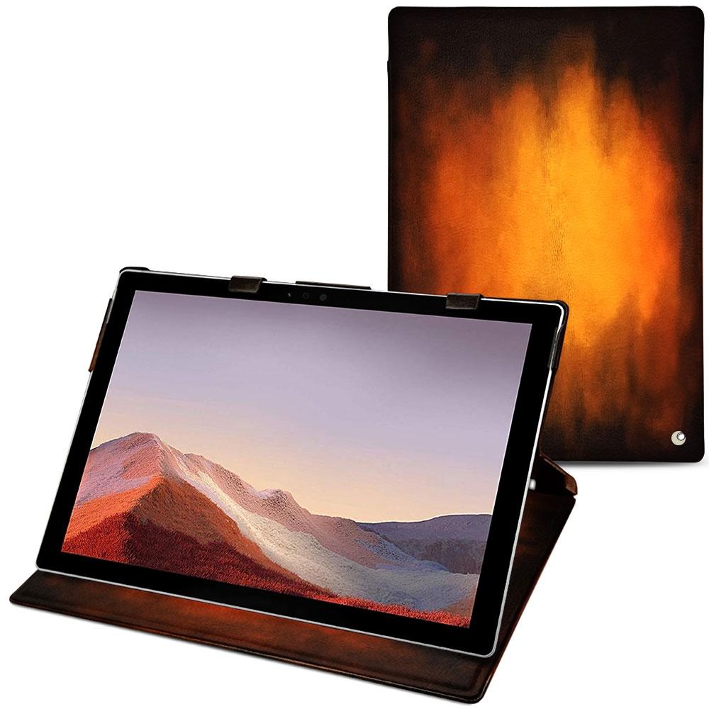 Noreve Lederschutzhülle vertikal (Microsoft Surface Pro 7), Tablet Hülle, Violett