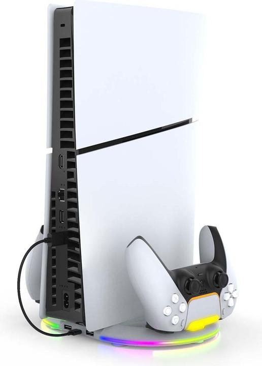 Actual product image - iPega P5S045 Vertical Charging Stand with RGB for PS5/PS5 Slim White (PS5)