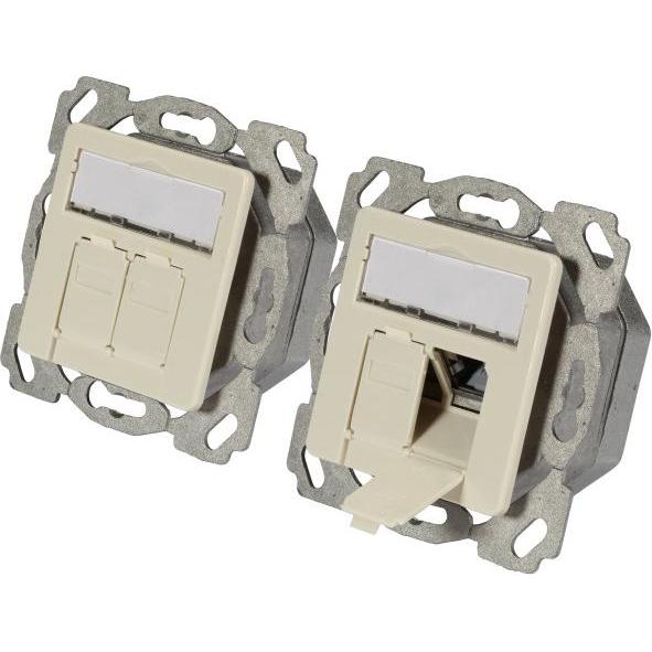 EFB Elektronik, Steckdose, EFB Datendose Cat.6A 500MHz oben/unten,Unterputz,2xRJ45,weiss