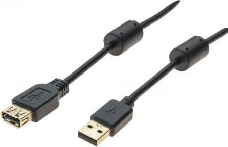 Produktbild Générique Usb 2.0 a/a extension cord + ferrites + gold black- 1.5 m (1.50 m, USB 2.0)
