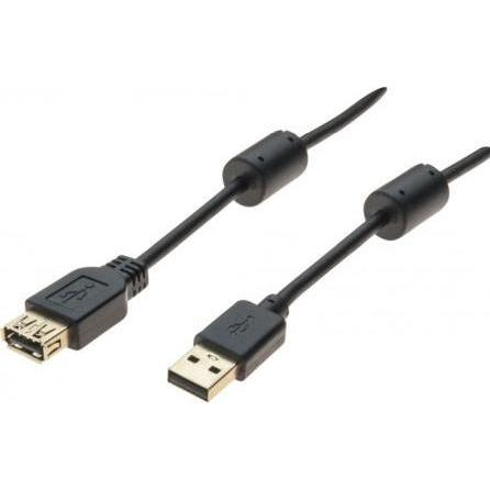 Générique Prolunga Usb 2.0 a/a + ferriti + oro nero - 3 m (3 m), Cavo USB