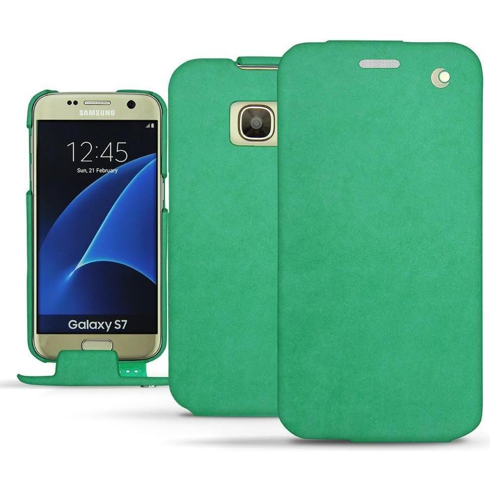 Noreve Lederschutzhülle vertikal (Samsung Galaxy S7), Smartphone Hülle, Grün