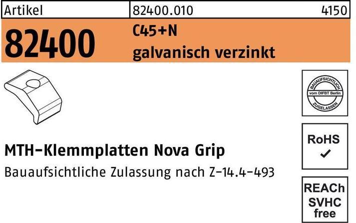 Produktbild MTH Klemmplatte R 82400 Nova Grip M 10 C45+N galvanisch verzinkt für -Klemmplatten Nova Grip