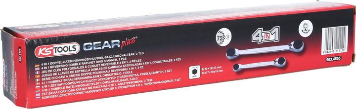 Actual product image KS Tools 4 in 1 GEARplus reversible double ratchet ring wrench set (19 mm, 12 mm, 14 mm, 16 mm, 10 mm, 18 mm, 17 mm, 11 mm, 15 mm, 8 mm, 9 mm, 13 mm)