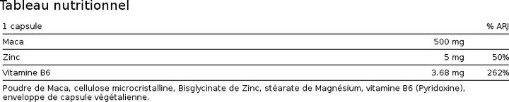 Nährwerte und Zutaten Alpine Labs Maca Power Gold (90 Stück, Kapseln)