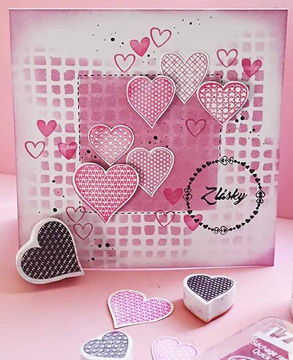 Image du produit Aladine Set de tampons Hearts, avec coussins encreurs, 35 pcs.