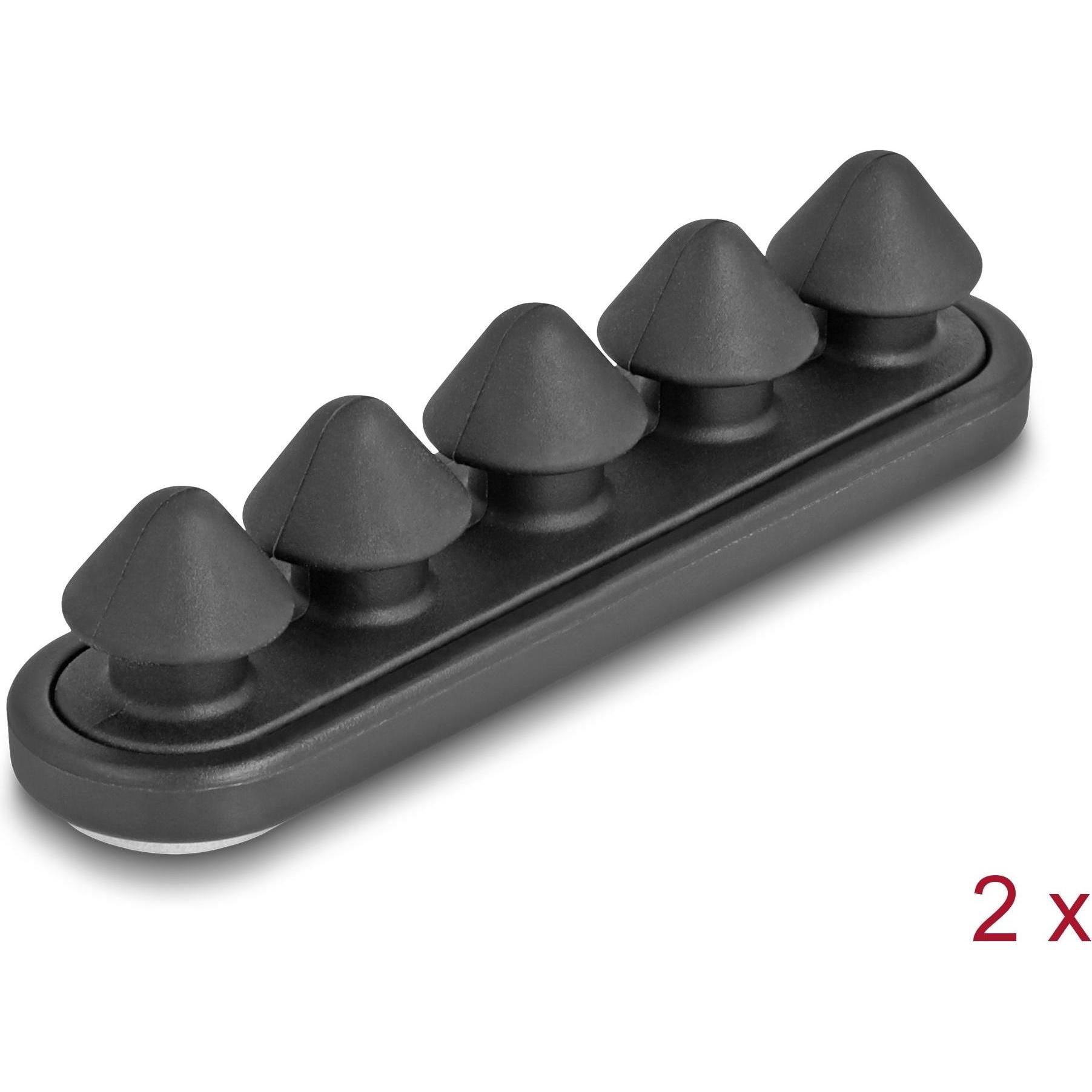 Thumbnail - Delock, Kabelhalter, Kabelhalter mit 5 Durchführungen selbstklebend schwarz Set 2 Stück