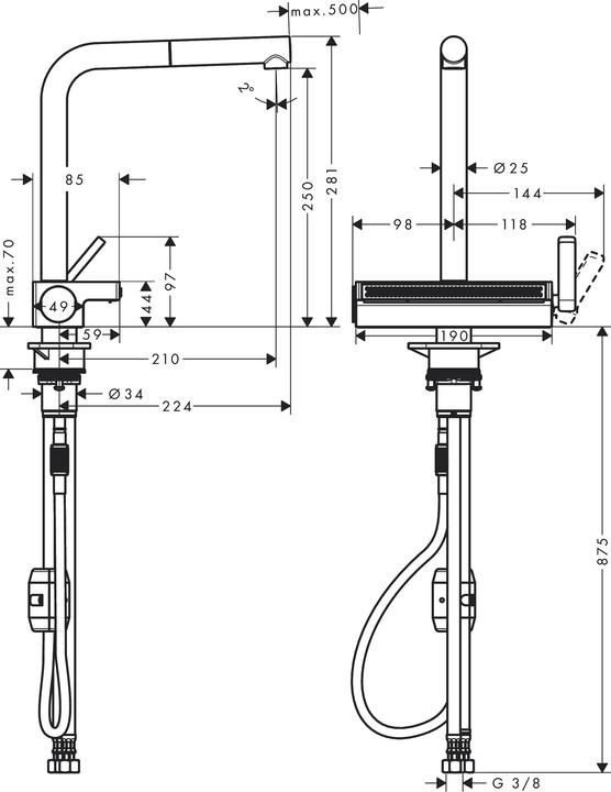 Produktbild hansgrohe Aquno Select M81 Einhebel-Küchenmischer 250 (chrom)