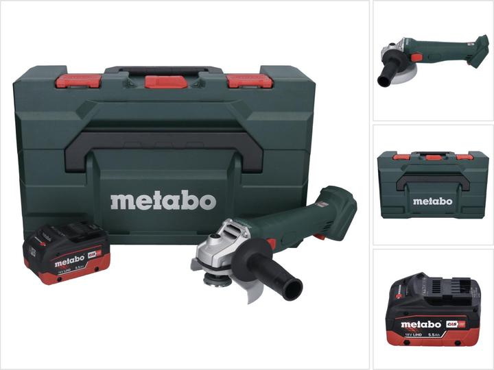 Actual product image Metabo W 18 L 9-125 Battery angle grinder 18 V 125 mm + 1x battery 5.5 Ah + metaBOX - without charger (125 mm)