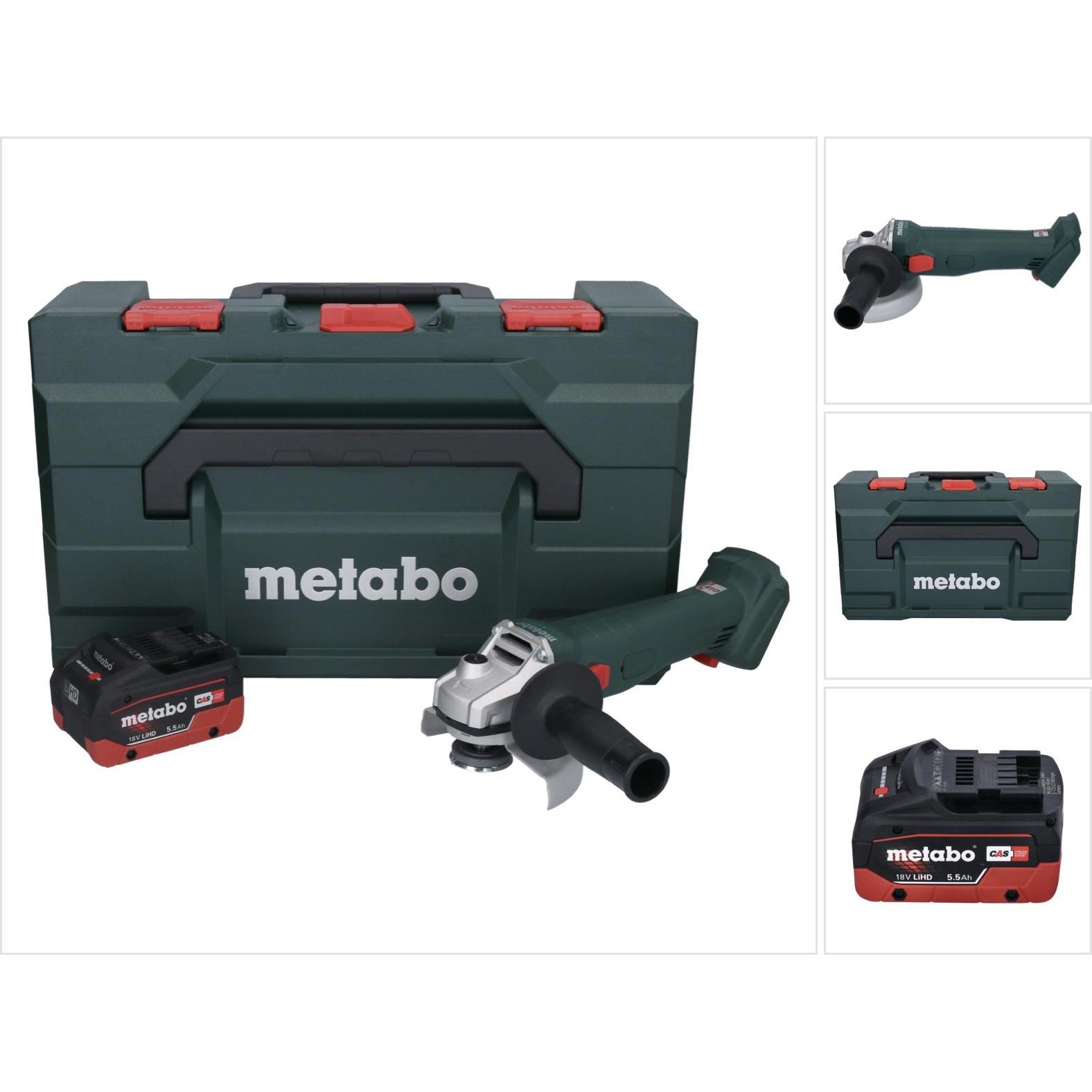 Metabo, Winkelschleifer, W 18 L 9-125 Akku Winkelschleifer 18 V 125 mm + 1x Akku 5,5 Ah + metaBOX - ohne LadegerÃ¤t (125...