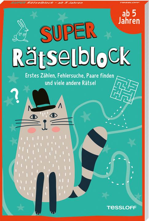 Tessloff Super Rätselblock ab 5 Jahren.Erstes Zählen, Fehlersuche, Paare finden und viele andere Rätsel (Deutsch, Stefan Heine, 2022)