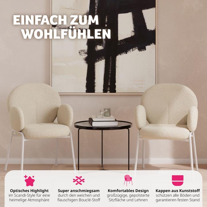 Image du produit tectake Set de 2 chaises Scandi rembourrées