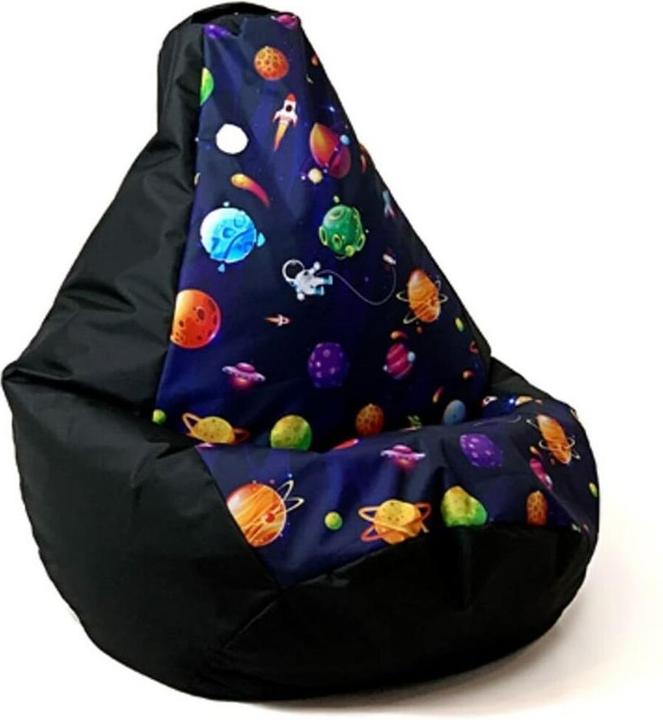Go Gift Sako Tasche pouffe birne druck schwarz-planeten L 105 x 80 cm