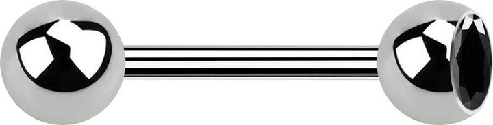 Actual product image Star Piercing Barbell silver with ball and ball crystal black (Titanium, without brass)
