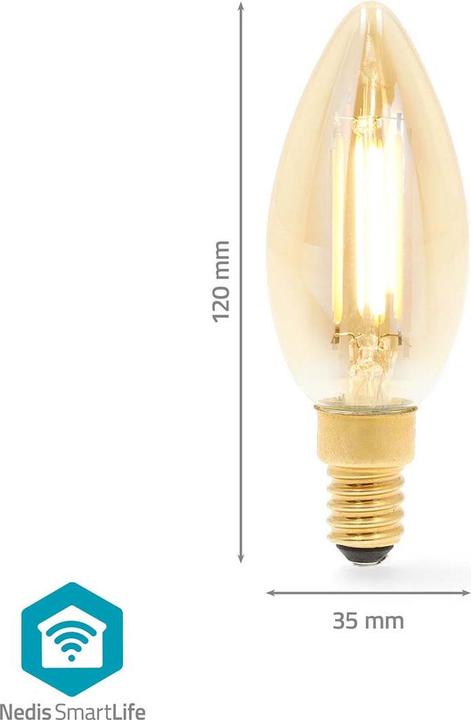Produktbild Nedis WIFILRF10C37 Smartlife LED Filament Lampe WLAN E14 470 lm 4.9 W Warmweiss 1800 - 3000 K Glas A (E14, 470 lm, 1x)