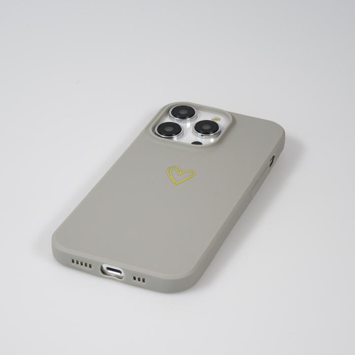 Produktbild PhoneLook Hülle Silikon matt Herzdesign gold (Apple iPhone 15 Pro)