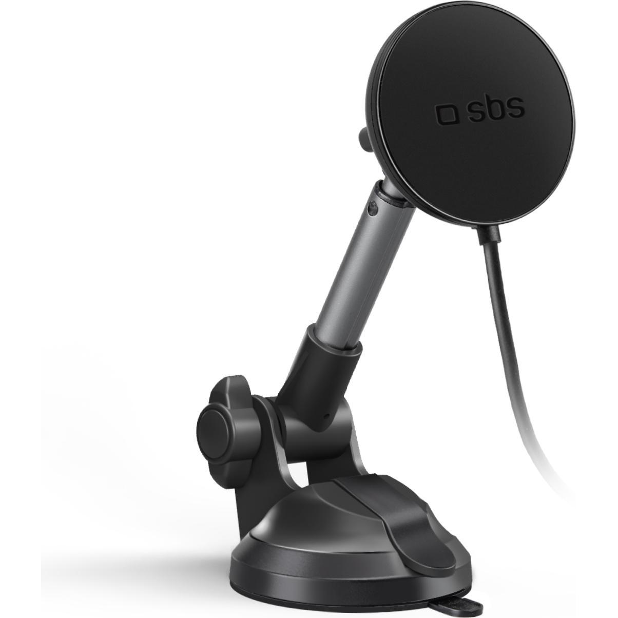 SBS Kabellose Teleskop-Autohalterung mit Saugnapf für Smartphones und iPhones, Smartphone Halterung, Schwarz