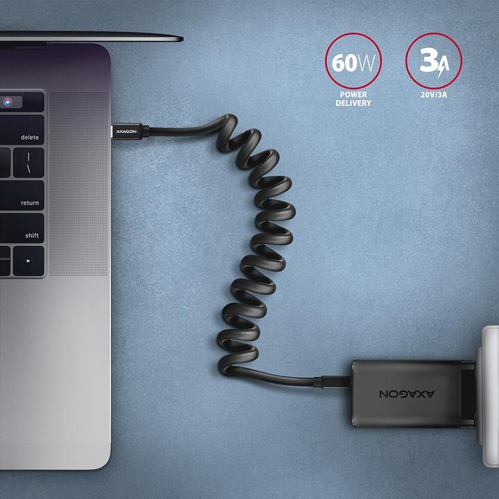 Productafbeelding Axagon BUCM-CM10TB Twister-kabel, USB-C naar USB-C 2.0 (0.60 m, USB 2.0, 60 W)
