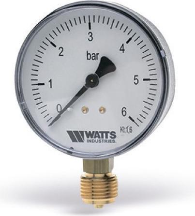 Watts Manometer ø63 X 1/4 0-6 Bar Nedadvendt Tilslutning Til Varmeanlaeg