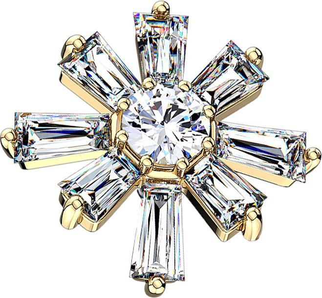 Immagine prodotto Star Piercing Dermal Anchor fiore di cristallo placcato oro 14k lungo (Ottone, Acciaio chirurgico 316L)