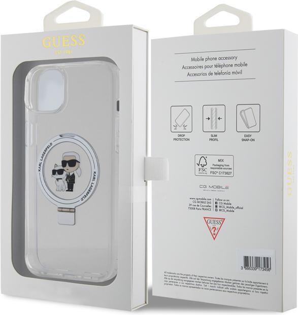 Produktbild Karl Lagerfeld Hülle TPU Ring Stand Karl und Choupette, Transparent Series (Apple iPhone 15 Plus)