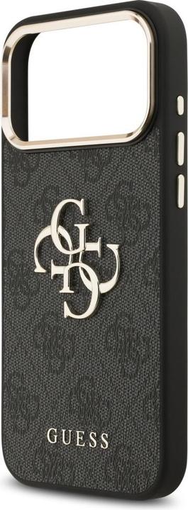 Produktbild Guess PU-Leder 4G Metall Logo Goldrahmen Backcover für iPhone 17 Pro Max Schwarz (Apple iPhone 17 Pro Max)